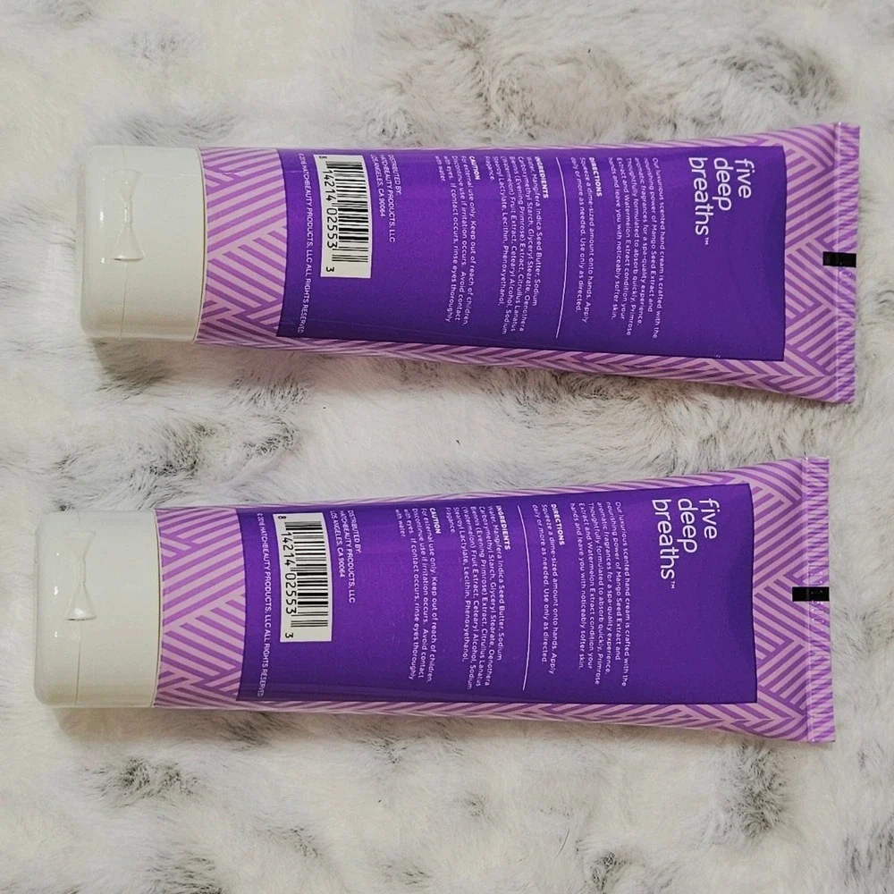 Five Deep Breaths Lavender Vanilla Relax Nourishing Hand Cream 4oz Set of 2 NEW